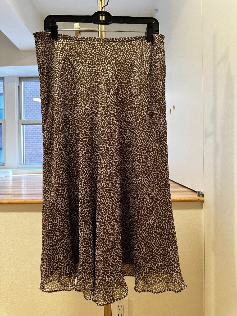 Talbot silk set - animal print midi skirt and shirt with waist tie